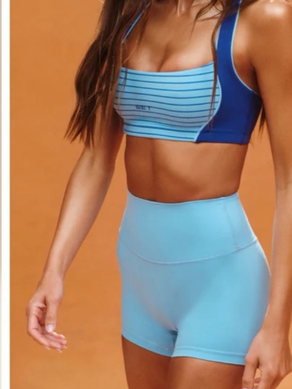 SET Active Two-Tone Blue Sports Bra and High-Waist Shorts